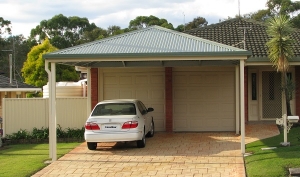 Double Carport Kits featuring hip roofs